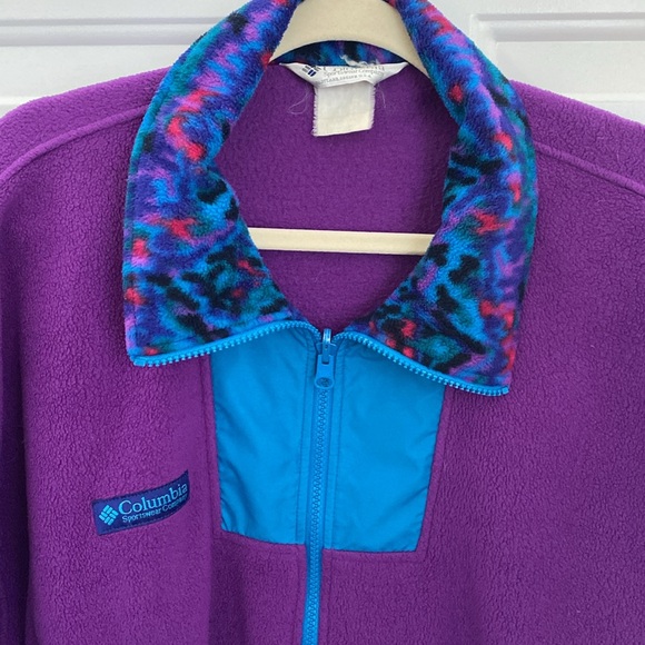 Vintage 90’s Columbia Aztec Purple Fleece Full Zip. Size Large - Picture 3 of 12
